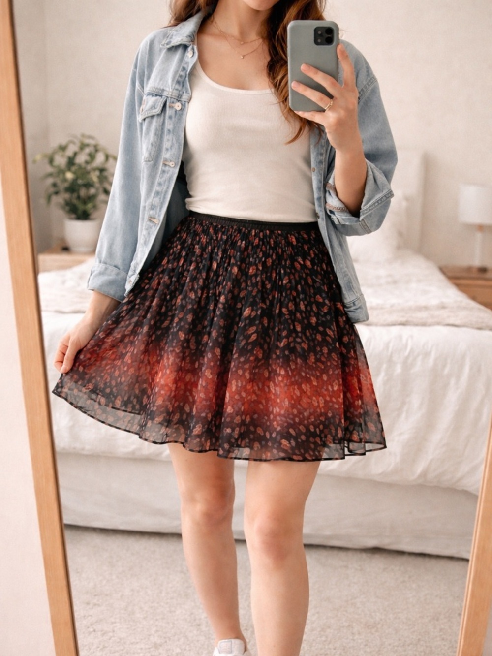 BCBGeneration Release Pleat Mini Skirt Hot Ditsy Floral Black Multi M